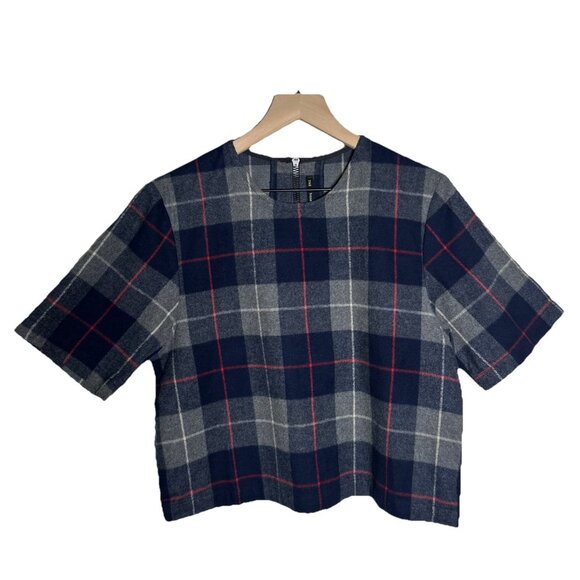 rag & bone Tops - rag & bone Women’s Large Flannel Short Sleeve Cotton Fall Char Plaid Preppy USA